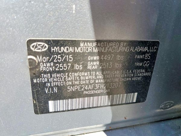2015 HYUNDAI SONATA SE, ECO