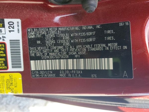 2016 TOYOTA SIENNA