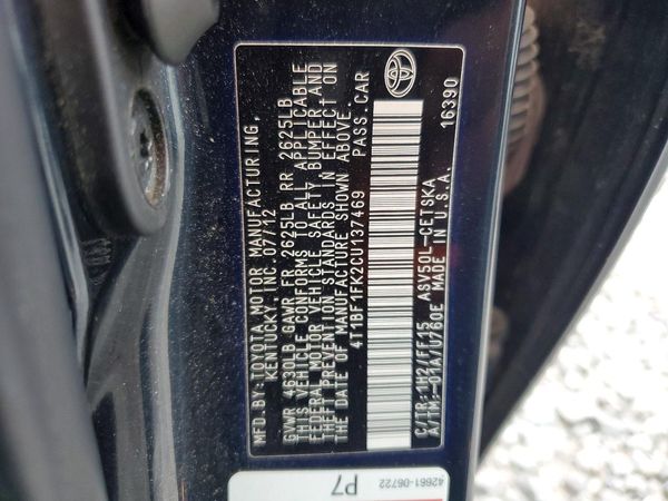 2012 TOYOTA CAMRY