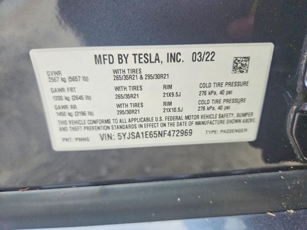 2022 TESLA MODEL S