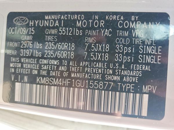 2016 HYUNDAI SANTA FE GI