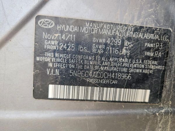 2012 HYUNDAI SONATA