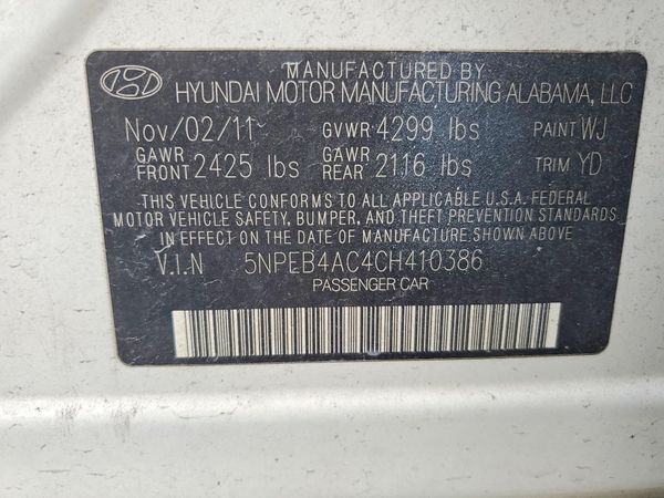 2012 HYUNDAI SONATA Middle-low level