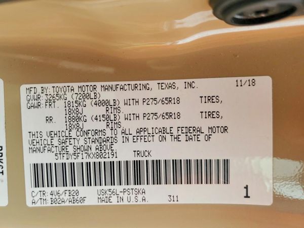 2019 TOYOTA TUNDRA SR5 Grade
