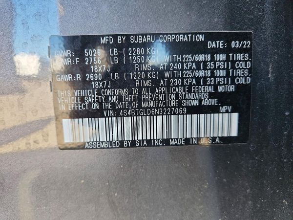 2022 SUBARU OUTBACK Onyx Edition