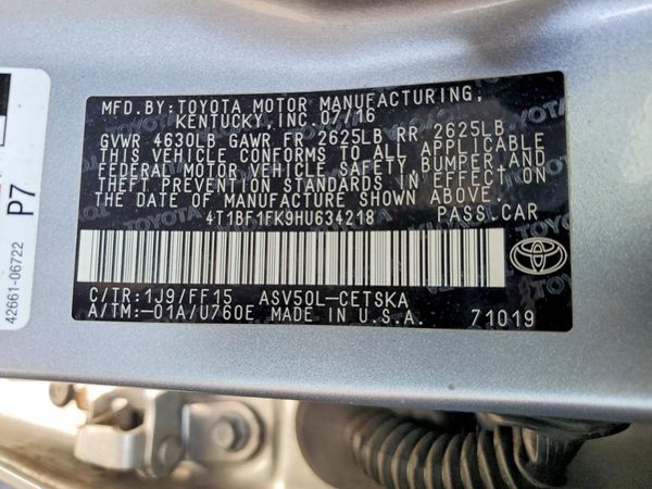 2017 TOYOTA CAMRY LE/SE/XLE/XSE