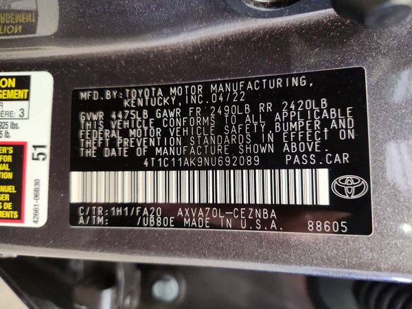 2022 TOYOTA CAMRY LE