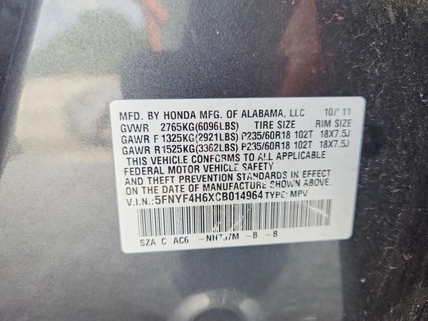 2012 HONDA PILOT EX-L with RES