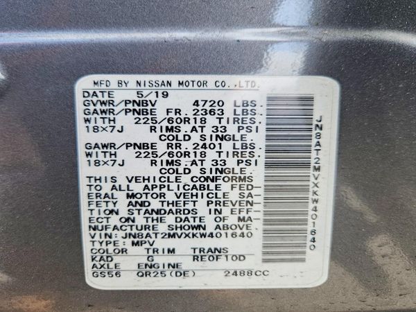 2019 NISSAN ROGUE — VINS