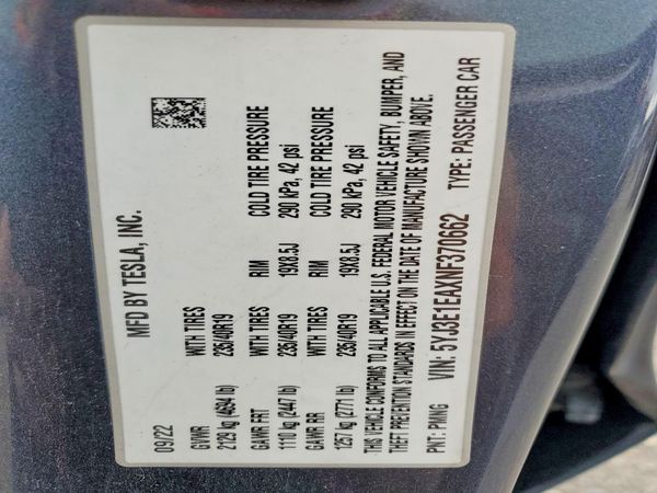 2022 TESLA MODEL 3