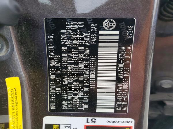 2018 TOYOTA CAMRY L/LE/SE/XLE