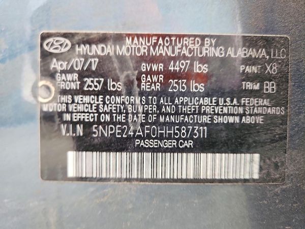 2017 HYUNDAI SONATA SE, Eco