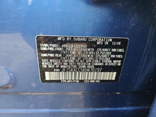 2019 SUBARU FORESTER Base P+ES
