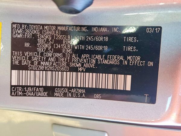 2017 TOYOTA HIGHLANDER