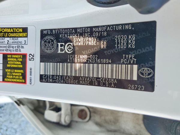 2019 TOYOTA CAMRY L/LE/SE/XLE