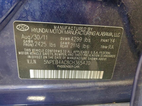 2012 HYUNDAI SONATA Middle-low level