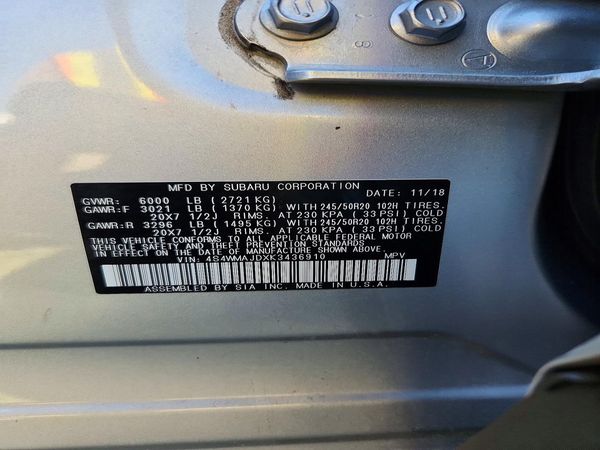2019 SUBARU ASCENT Limited 8+ES+KA