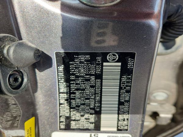 2018 TOYOTA CAMRY L/LE/SE/XLE — VINS