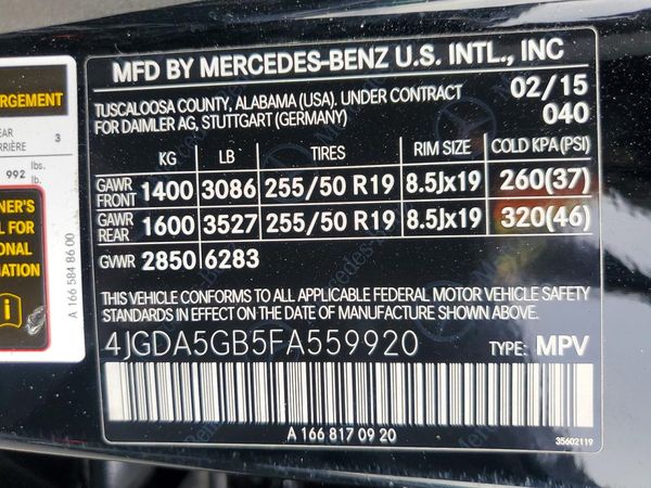 2015 MERCEDES-BENZ ML