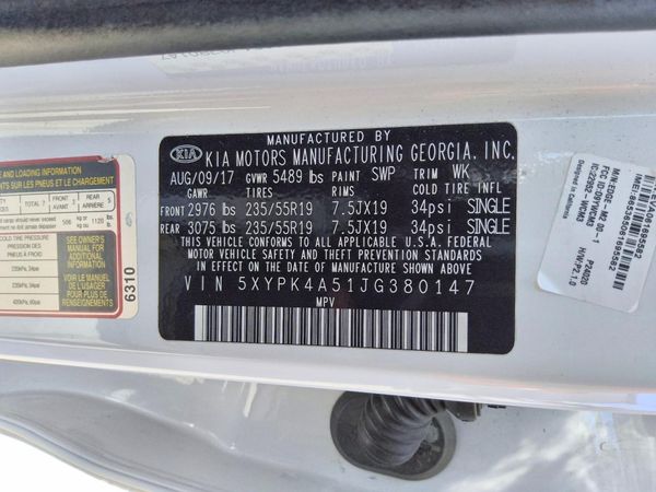 2018 KIA SORENTO SX, SXL
