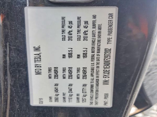2019 TESLA MODEL 3