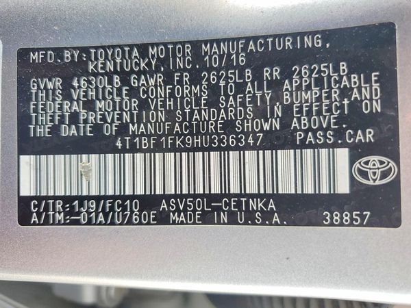 2017 TOYOTA CAMRY LE/SE/XLE/XSE