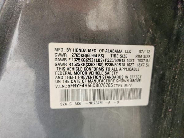 2012 HONDA PILOT EX-L with RES