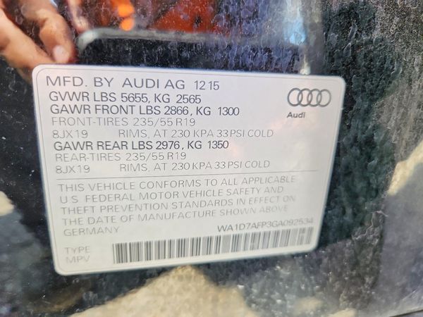2016 AUDI Q5 — VINS