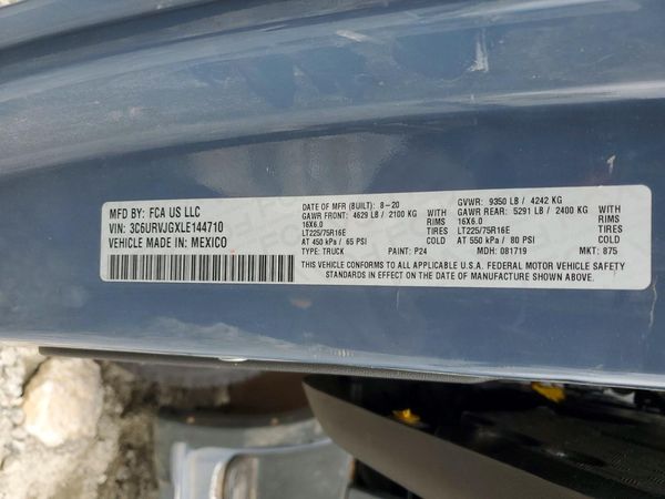 2020 RAM PROMASTER 3500 VF — VINS