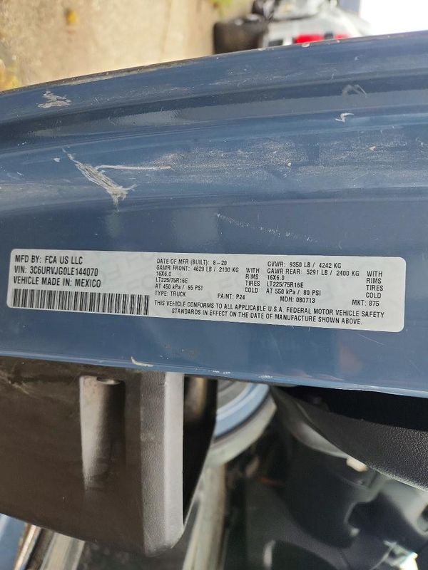 2020 RAM PROMASTER 3500 VF