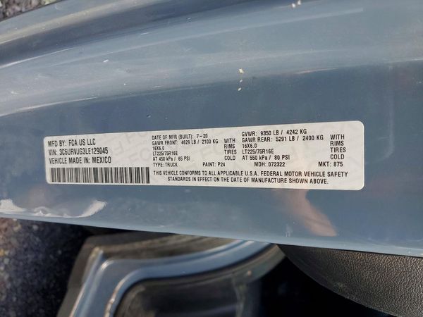 2020 RAM PROMASTER 3500 VF