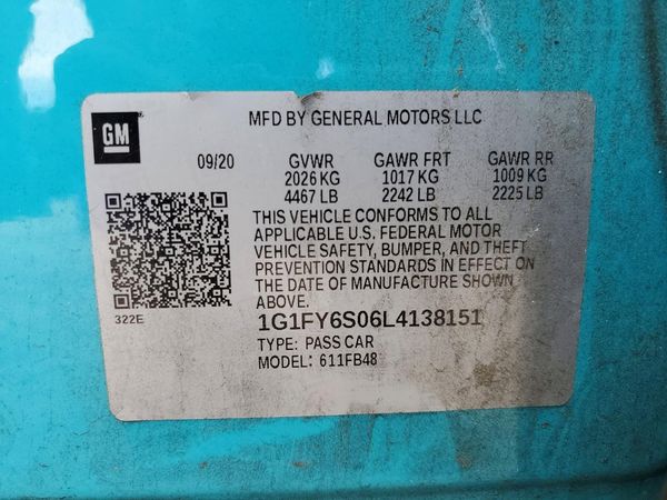 2020 CHEVROLET BOLT LT — VINS