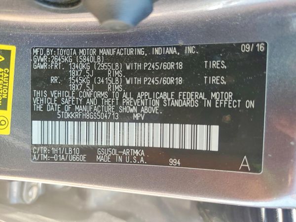 2016 TOYOTA HIGHLANDER Base/Hybrid