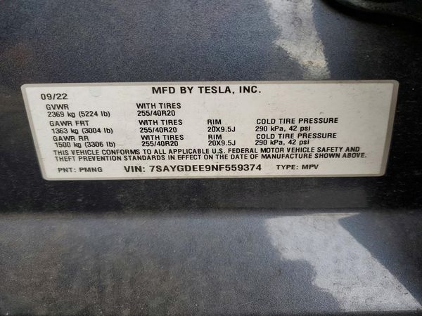 2022 TESLA MODEL Y