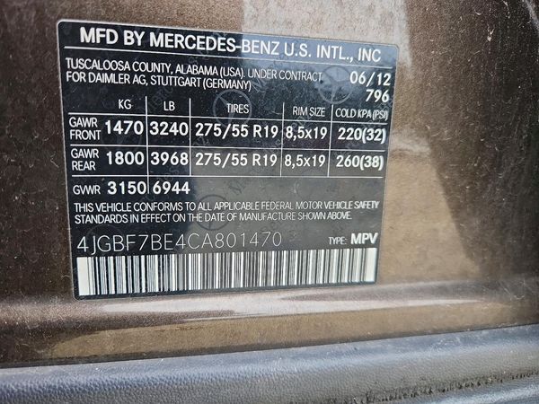 2012 MERCEDES-BENZ GL GL450 4-MATIC