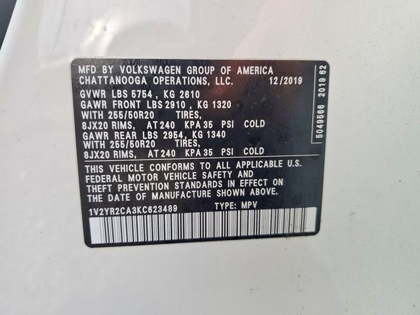 2019 VOLKSWAGEN ATLAS SE