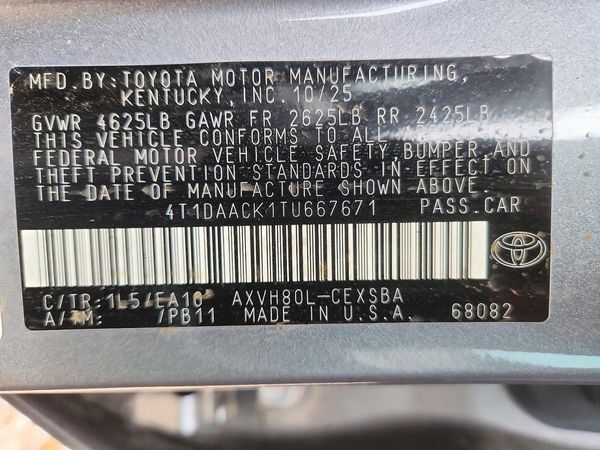 2026 TOYOTA CAMRY — VINS