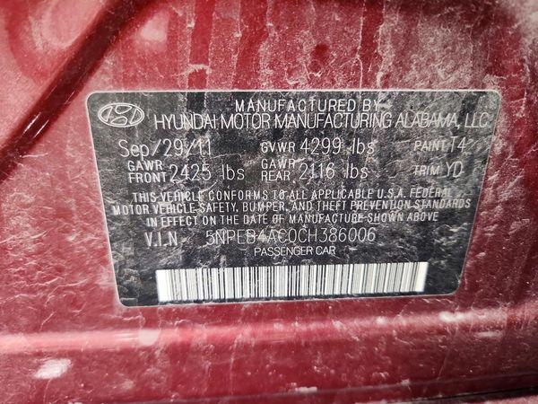2012 HYUNDAI SONATA Middle-low level