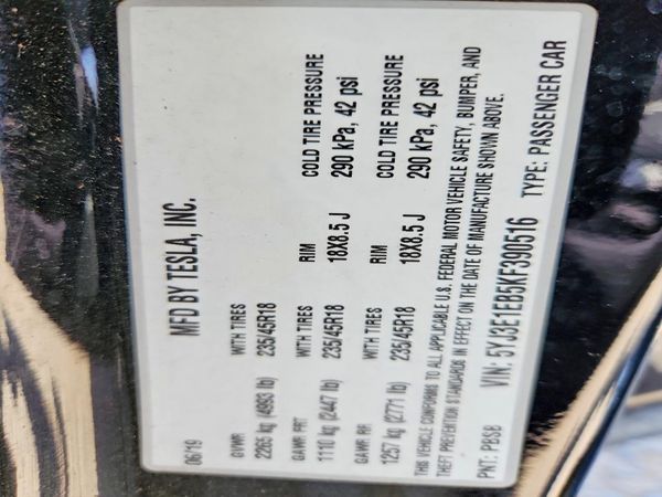 2019 TESLA MODEL 3