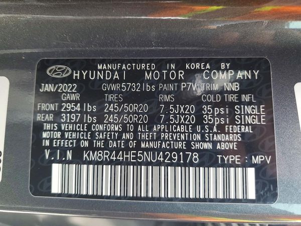 2022 HYUNDAI PALISADE SEL w/Premium Pkg