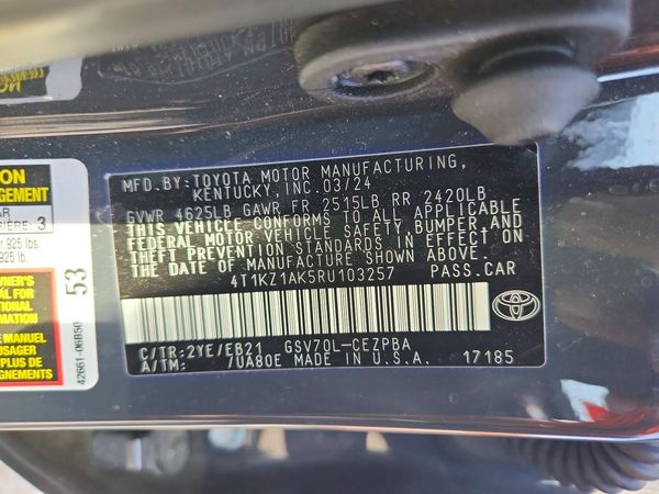 2024 TOYOTA CAMRY XSE — VINS
