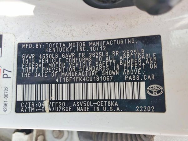 2012 TOYOTA CAMRY