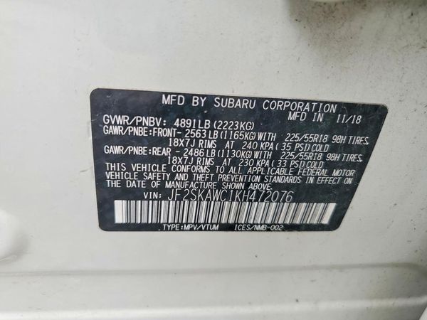 2019 SUBARU FORESTER