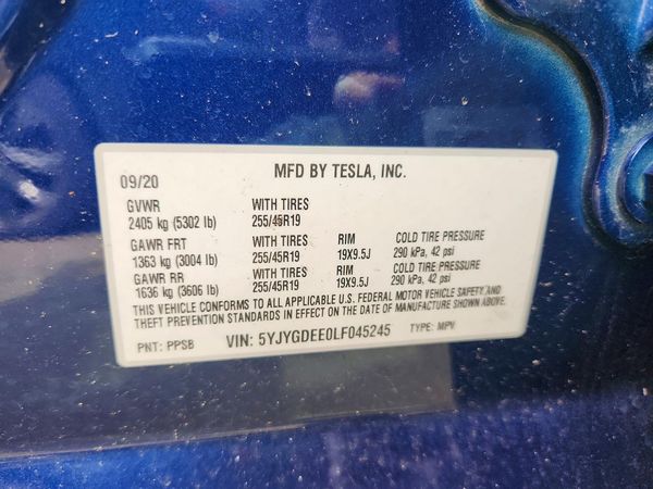 2020 TESLA MODEL Y