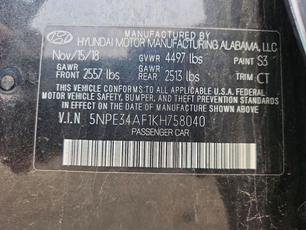 2019 HYUNDAI SONATA
