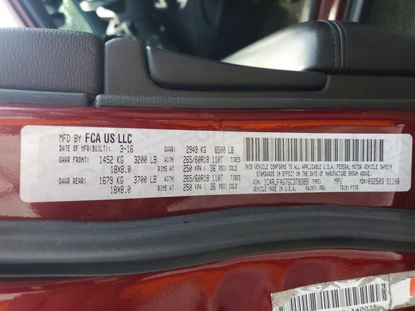 2016 JEEP GRAND CHEROKEE LAREDO 4X4