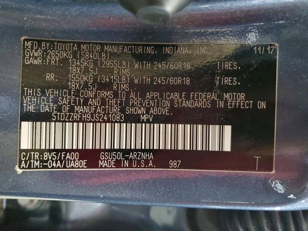 2018 TOYOTA HIGHLANDER LE/LE Plus