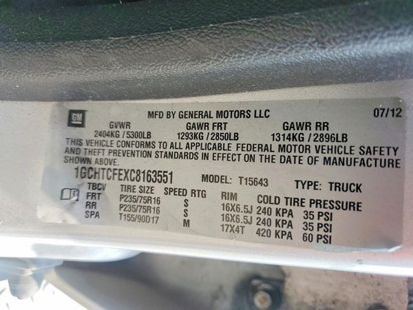 2012 CHEVROLET COLORADO 1LT