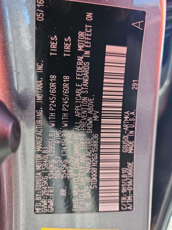 2016 TOYOTA HIGHLANDER Base/Hybrid