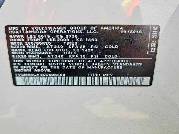 2019 VOLKSWAGEN ATLAS 4Motion SEL